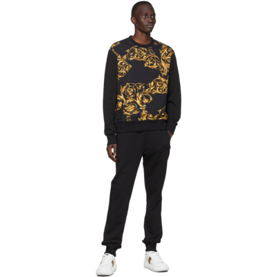 Shop Versace Jeans Couture Black Regalia Baroque Sweatshirt In Eg89 Black + Gold
