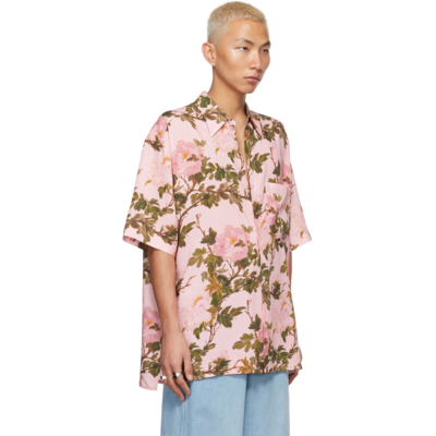 Shop Lu'u Dan Ssense Exclusive Pink Floral Bà Short Sleeve Shirt In Ba Flowers