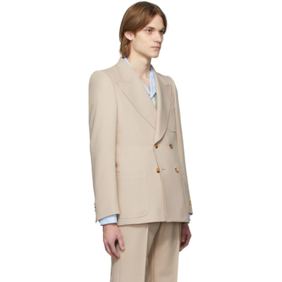 Shop Gucci Beige Drill Fluid Blazer In 2375 Avena