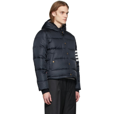 Shop Thom Browne Navy Down 4-bar Bomber Jacket In 415 Navy