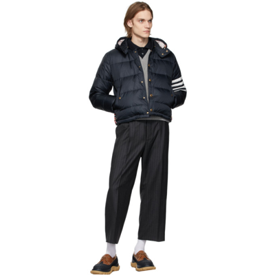 Shop Thom Browne Navy Down 4-bar Bomber Jacket In 415 Navy