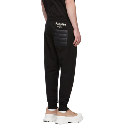 Shop Alexander Mcqueen Black Quilt Pocket Graffiti Lounge Pants In 1000 Deep Black