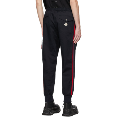 Shop Moncler Navy Twill Trousers In 781 Navy