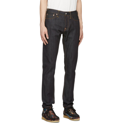 Shop Evisu Indigo Raw Denim Seagull Jeans In Indx Indx