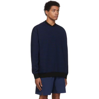 Shop Adidas X Ivy Park Black & Blue Allover Print Sweatshirt In Dkblue/black