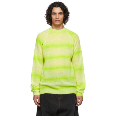 Shop Agr Green Mohair & Alpaca Lightweight Crewneck Sweater In Lime