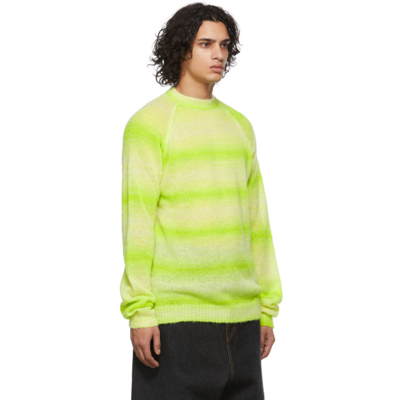 Shop Agr Green Mohair & Alpaca Lightweight Crewneck Sweater In Lime