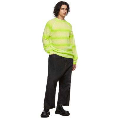 Shop Agr Green Mohair & Alpaca Lightweight Crewneck Sweater In Lime