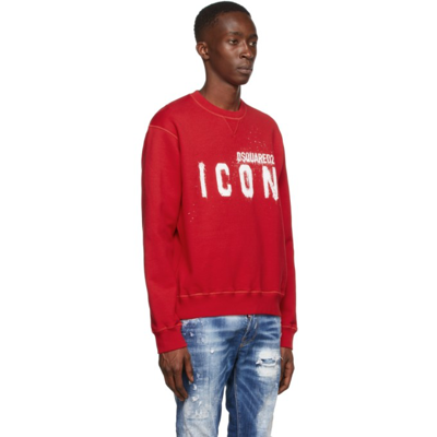 Shop Dsquared2 Red Icon Spray Sweatshirt In 312 Red