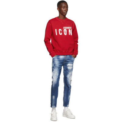 Shop Dsquared2 Red Icon Spray Sweatshirt In 312 Red