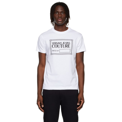 Shop Versace Jeans Couture White Piece Number T-shirt In E003 White