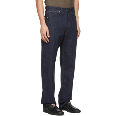 Shop Lemaire Indigo Seamless Jeans In 760 Denim Indigo