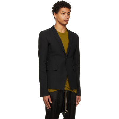 Shop Rick Owens Black Recycled Twill Soft Blazer In 09 Black