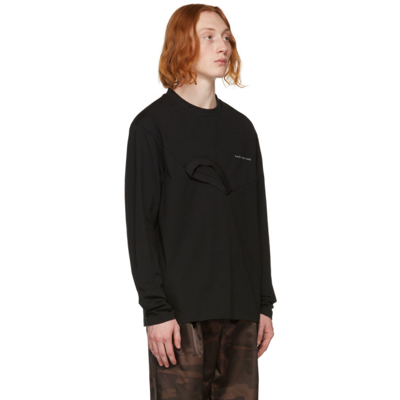 Shop Feng Chen Wang Black Double Crewneck Sweatshirt