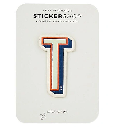 Shop Anya Hindmarch T Leather Sticker In Chalk