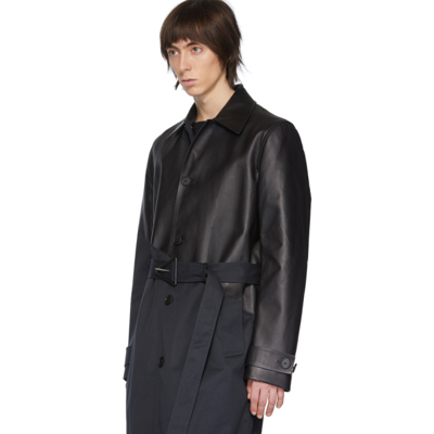 Shop Bottega Veneta Navy & Black Trench Coat In 4246 Midblu