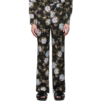 Shop Erdem Black Floral Lionel Trousers In Multi