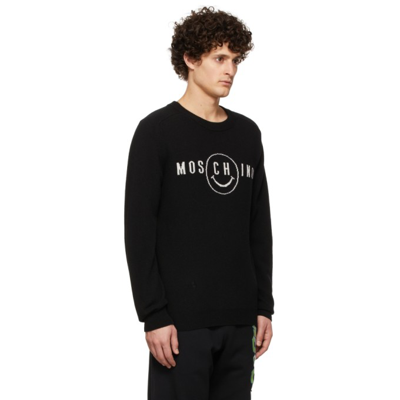 Shop Moschino Black Smiley Edition Wool & Cashmere Sweater In A0555 Black