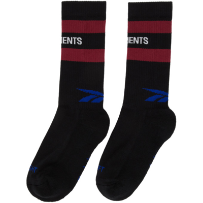 Shop Vetements Black & Red Reebok Edition Iconic Logo Socks In Black / Red