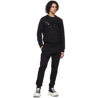 Shop Alexander Mcqueen Black Graffiti Logo Sweatshirt In 0911 Black/black