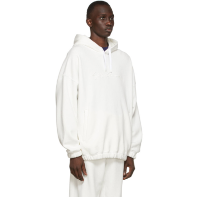 Shop Giorgio Armani White Logo Hoodie In U1ax Bianco