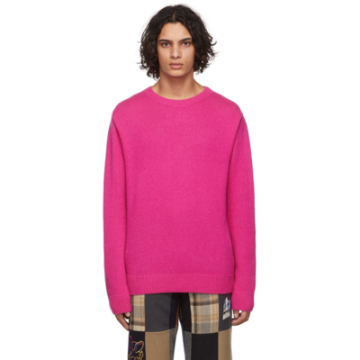 Shop The Elder Statesman Pink Simple Crew Sweater In Electric Pink (672)