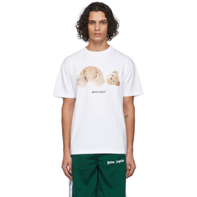 Shop Palm Angels White Classic Bear T-shirt In White Brown