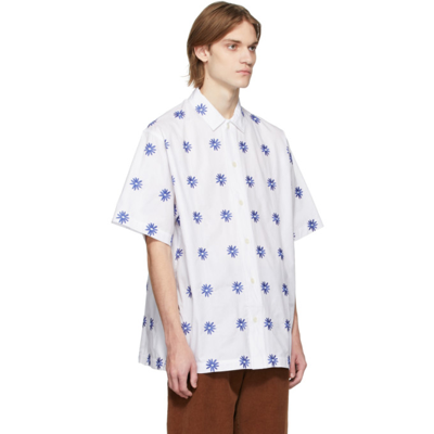 Shop Jacquemus White 'la Chemise Moisson' Shirt In Embroidered Blue Flo