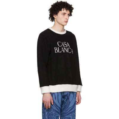 Shop Casablanca Black & White Embroidered Sweatshirt