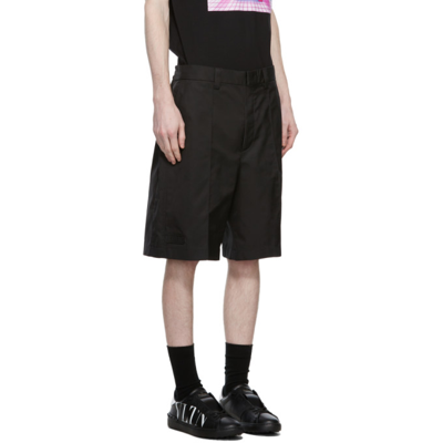 Shop Valentino Black Pleated Twill Shorts In Nero