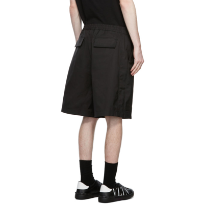 Shop Valentino Black Pleated Twill Shorts In Nero
