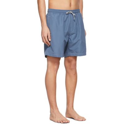 Shop Brunello Cucinelli Blue Embroidered Logo Swim Shorts In Cil05 Sky Blue