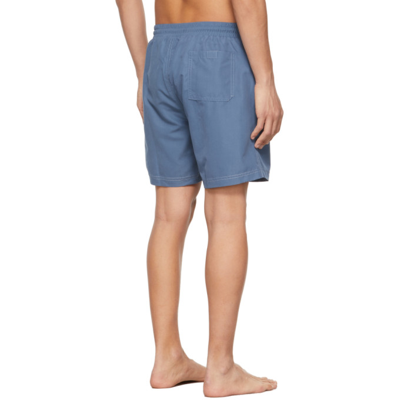 Shop Brunello Cucinelli Blue Embroidered Logo Swim Shorts In Cil05 Sky Blue