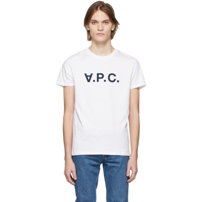 Shop Apc White Vpc T-shirt In Iak Dark Navy