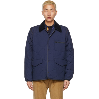 Shop Paul Smith Blue Quilted Recycled Nylon Jacket In 49 Blues