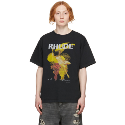 Shop Rhude Black 'a Perfect Day' T-shirt In Vtg Black