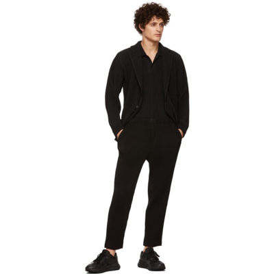 Shop Issey Miyake Black Kersey Pleats Trousers In 15-black