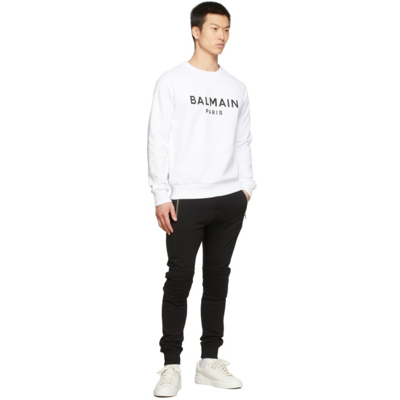 Shop Balmain White Logo Sweatshirt In Gab Blanc/n