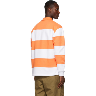 Shop Jacquemus Orange & White 'le Polo Rayures' Polo In Multi-orange