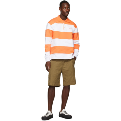 Shop Jacquemus Orange & White 'le Polo Rayures' Polo In Multi-orange
