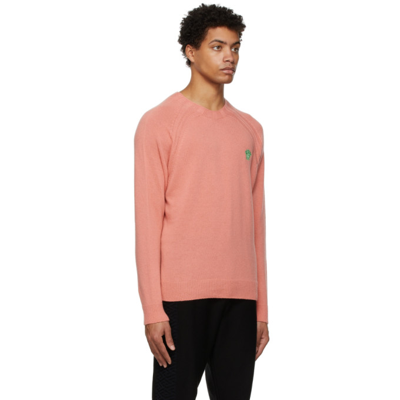 Shop Versace Pink Cashmere Embroidered Medusa Sweater In 1r380 Bright Coral
