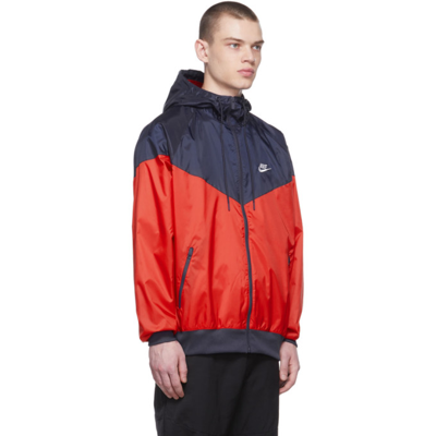 Shop Nike Red & Navy Windrunner Jacket In University Red/midni