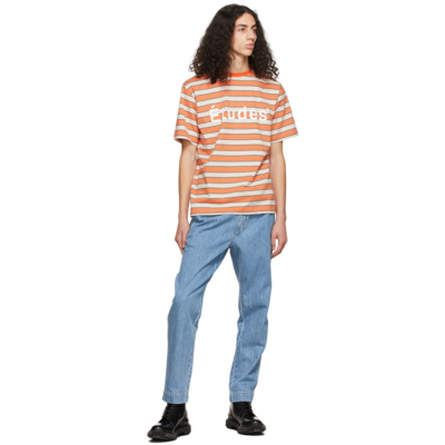 Etudes Studio Orange Striped Wonder T-shirt In Striped