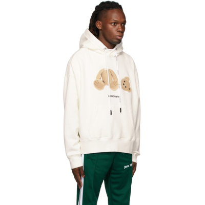 Shop Palm Angels Off-white Bear Hoodie In Off White Brown