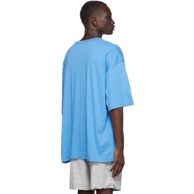 Shop Dries Van Noten Blue Supima Cotton T-shirt In 504 Blue