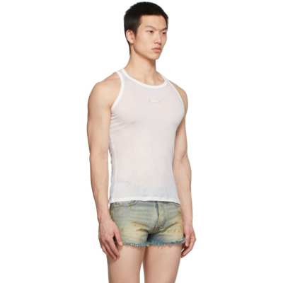 Shop Maison Margiela White Embroidered Tank Top In 100 White
