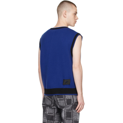 Shop We11 Done Blue Logo Patch Square Neck Vest