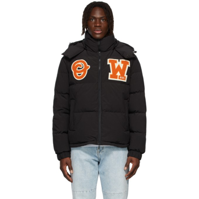 Shop Off-white Black Logo Patch Puffer Jacket