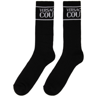 Shop Versace Jeans Couture Black Logo Socks In E899 Black