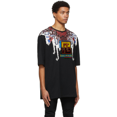 Shop Balmain Black Logo T-shirt In Eah Noir/multico